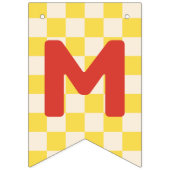Yellow Checkerboard Merry & Bright Bunting Banner (Derde vlag)