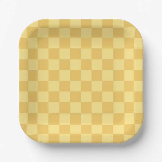 Yellow Checkerboard Pattern Papieren Bordje (Voorkant)