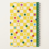 Yellow Checkerboard Pattern Stars Flowers Notebook Notitieboek (Achterkant)