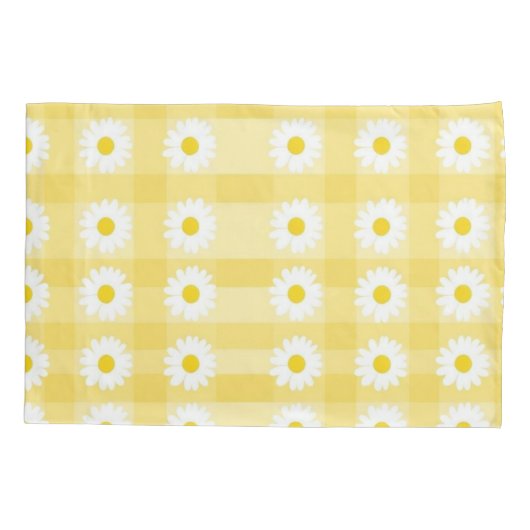 Yellow Checkered Floral Bliss Kussensloop (Achterkant-Links)