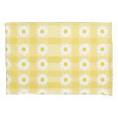 Yellow Checkered Floral Bliss Kussensloop (Voorkant-Links)