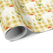 Yellow Checkered White Elephant Christmas Party Cadeaupapier (Rol Hoek)