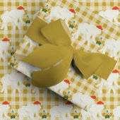 Yellow Checkered White Elephant Christmas Party Cadeaupapier