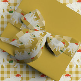 Yellow Checkered White Elephant Christmas Party Grosgrain Lint