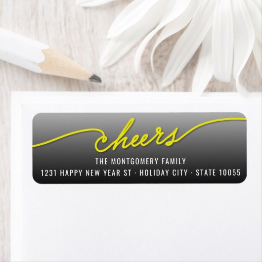 Yellow Cheers Calligraphy Script Holiday Address Etiket (Insitu)