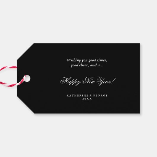 Yellow Cheers Calligraphy Script Photo Holiday Cadeaulabel (Achterkant Horizontaal)