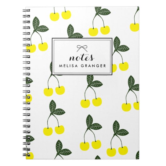 Yellow Cherries Pattern Gepersonaliseerd Notitiebo Notitieboek (Voorkant)