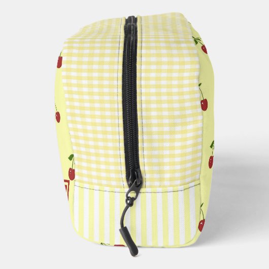 Yellow Cherry Gingham Pattern Simple Red Fruit Toilettasje (Rechts)