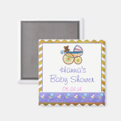 Yellow Chevron Baby Pram Baby shower Favor Magnet (Voorkant / Achterkant)