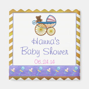 Yellow Chevron Baby Pram Baby shower Favor Magnet
