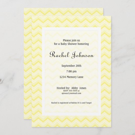 Yellow Chevron Baby shower uitnodiging (Voorkant / Achterkant)