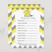 Yellow Chevron Elephant Baby shower - Wensen (Voorkant / Achterkant)