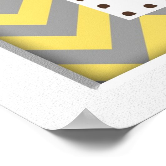 Yellow Chevron Elephant Nursery Wall Art Poster (Hoek)