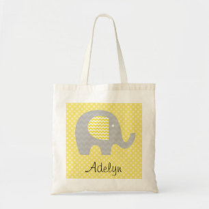 Yellow Chevron Elephant persoonlijke Canvas tas