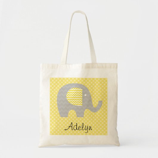 Yellow Chevron Elephant persoonlijke Canvas tas (Voorkant)