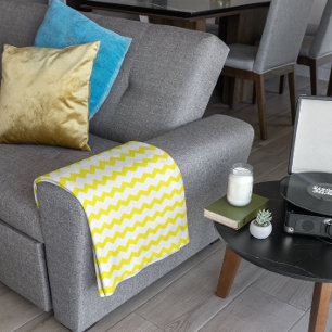 Yellow Chevron Fleece Deken