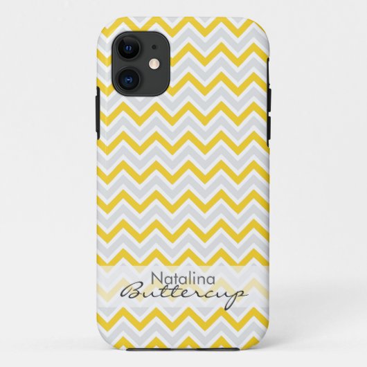 Yellow Chevron gepersonaliseerd Case-Mate iPhone Case (Achterkant)