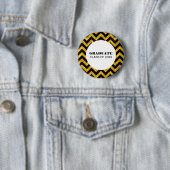 Yellow Chevron Glitter Afstuderen Button (In situ)