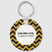 Yellow Chevron Glitter Afstuderen Sleutelhanger (Voorkant)