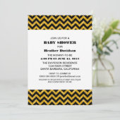 Yellow Chevron Glitter Baby shower Invite Kaart (Staand voorkant)