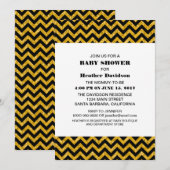 Yellow Chevron Glitter Baby shower Invite Kaart (Voorkant / Achterkant)