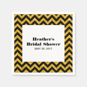 Yellow Chevron Glitter Vrijgezellenfeest Napkins Servet