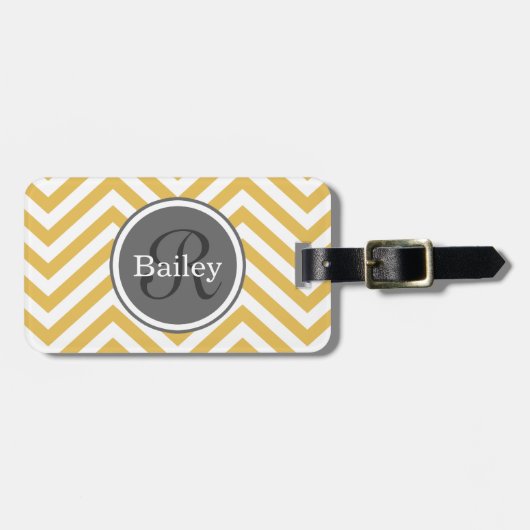 Yellow Chevron Monogram Bagagelabel (Voorkant horizontaal)