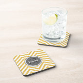 Yellow Chevron Monogram Bier Onderzetter (Rechterzijde)