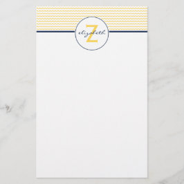 Yellow Chevron Monogram Briefpapier