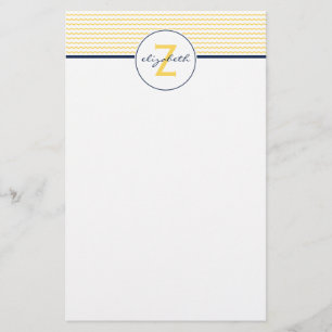 Yellow Chevron Monogram Briefpapier