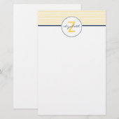 Yellow Chevron Monogram Briefpapier (Voorkant / Achterkant)