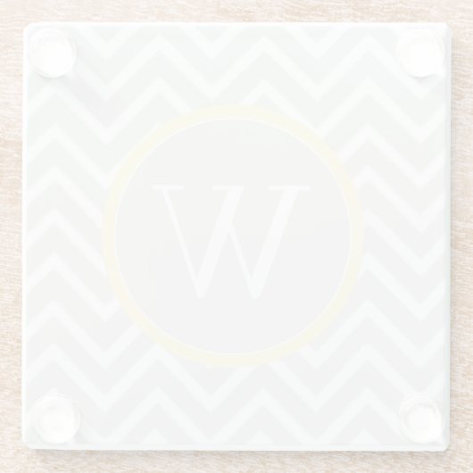 Yellow Chevron Monogram Glazen Onderzetter (Achterkant)