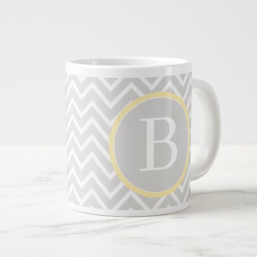 Yellow Chevron Monogram Grote Koffiekop (Voorkant rechts)