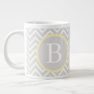 Yellow Chevron Monogram Grote Koffiekop