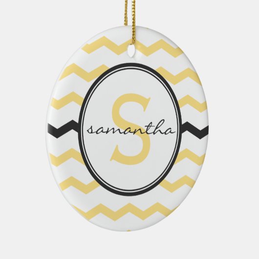 Yellow Chevron Monogram Keramisch Ornament (Rechts)
