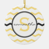 Yellow Chevron Monogram Keramisch Ornament (Voorkant)