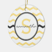 Yellow Chevron Monogram Keramisch Ornament (Links)
