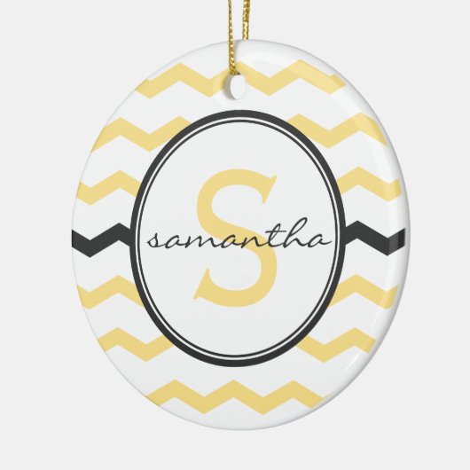 Yellow Chevron Monogram Keramisch Ornament (Links)