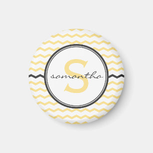 Yellow Chevron Monogram Magneet
