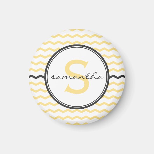 Yellow Chevron Monogram Magneet (Voorkant)