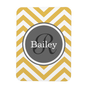 Yellow Chevron Monogram Magneet