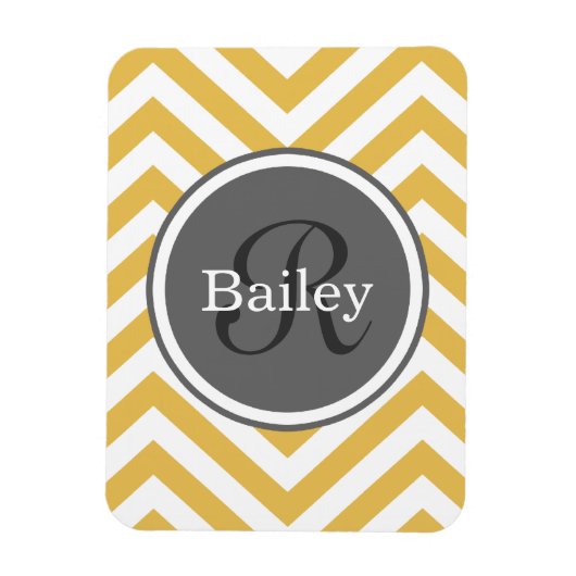 Yellow Chevron Monogram Magneet (Verticaal)