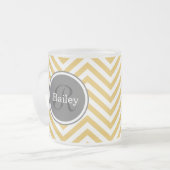 Yellow Chevron Monogram Matglas Koffiemok (Voorkant links)