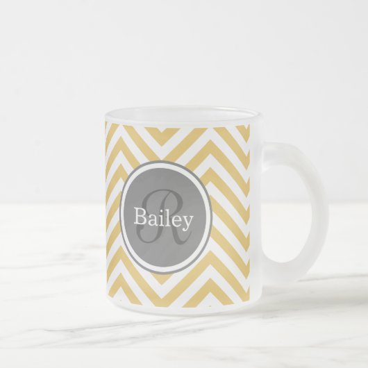 Yellow Chevron Monogram Matglas Koffiemok (Rechts)