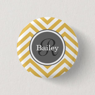 Yellow Chevron Monogram Ronde Button 3,2 Cm