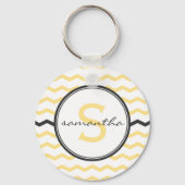 Yellow Chevron Monogram Sleutelhanger (Voorkant)