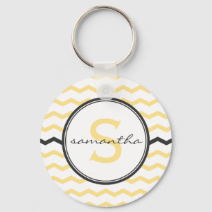 Yellow Chevron Monogram Sleutelhanger