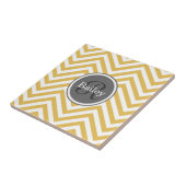 Yellow Chevron Monogram Tegeltje (Zijkant)