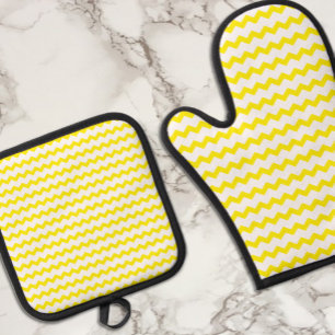 Yellow Chevron Ovenwant & Pannenlap Set
