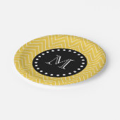 Yellow Chevron Pattern | Zwart monogram Papieren Bordje (Gekanteld)